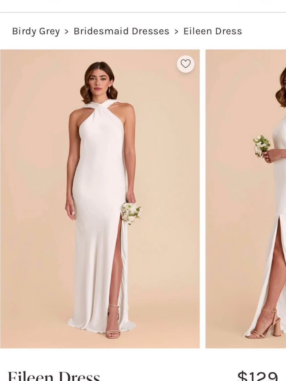 Birdy Grey White Eileen Halter Maxi Dress with Side Slit